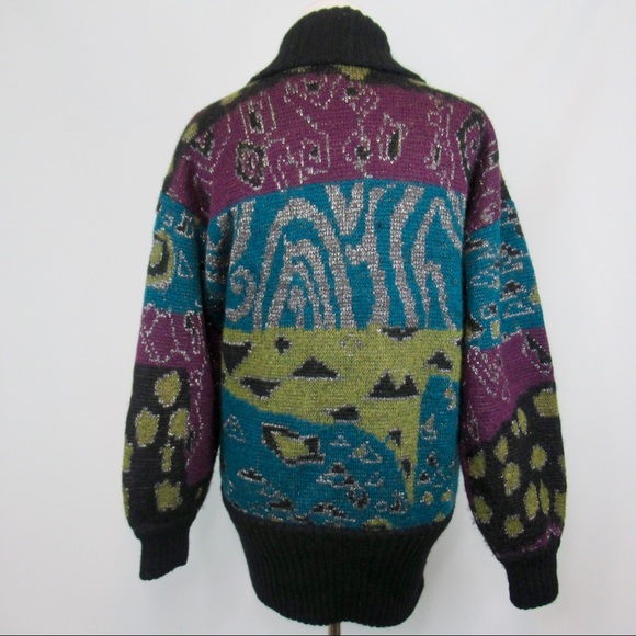 Uno & Una Vintage Wool Blend Knit Cardigan Size Medium Oversized - Picture 6 of 12